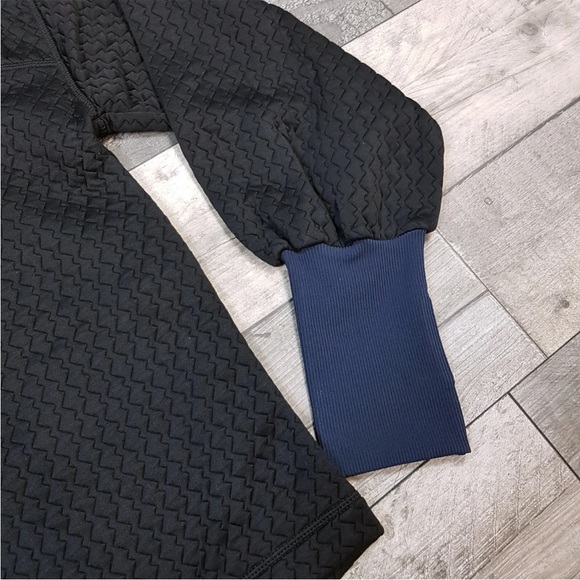 Sweaty Betty Womens Black Pace Jacquard Run Half Zip Top Medium UK 12 BNWT - Picture 6 of 14